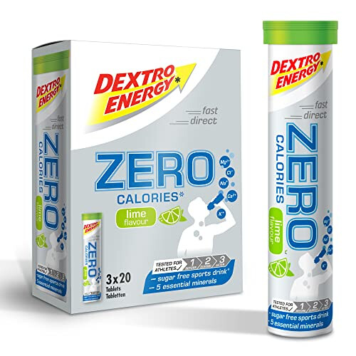 Zero Calories I Recovery and Hydration Electrolyte Drink I Zero Effervescent Tablets I Lime | 3 Tubes, 60 Tablets | 1