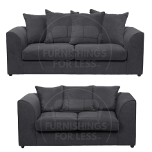 (Black, 3 & 2 Seater Set) Casper Chenille Fabric Corner Sofa Range