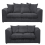 (Black, 3 & 2 Seater Set) Casper Chenille Fabric Corner Sofa Range 1