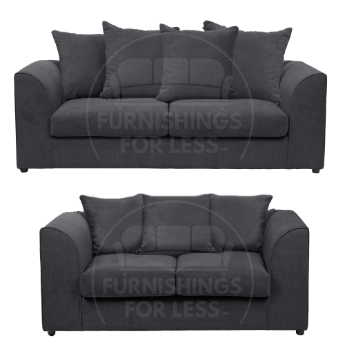 (Black, 3 & 2 Seater Set) Casper Chenille Fabric Corner Sofa Range