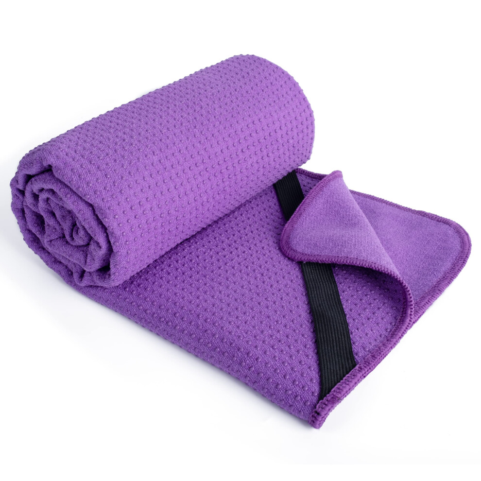 Photos - Yoga Microfibre Hot  Towel Mat with Non-Slip Silicone Grip and Secure Fit Elastic Straps, 61 x 183 cm (Purple)