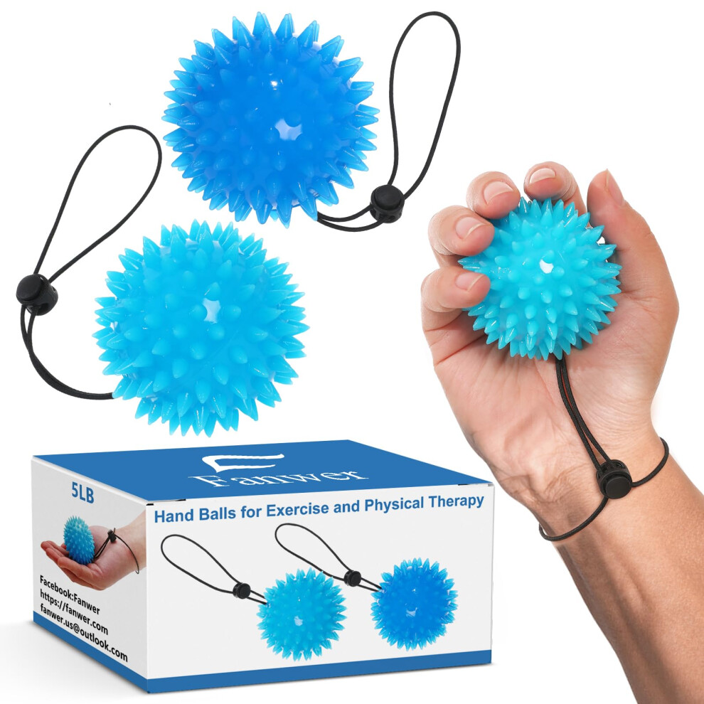 Fanwer Hand Grip Exerciser Balls-2Pcs Hand Balls For Exercise And Physical Therapy - Adjustable Wrist Strap Stress Relief Ball Relieve Wrist & Thumb Pain For