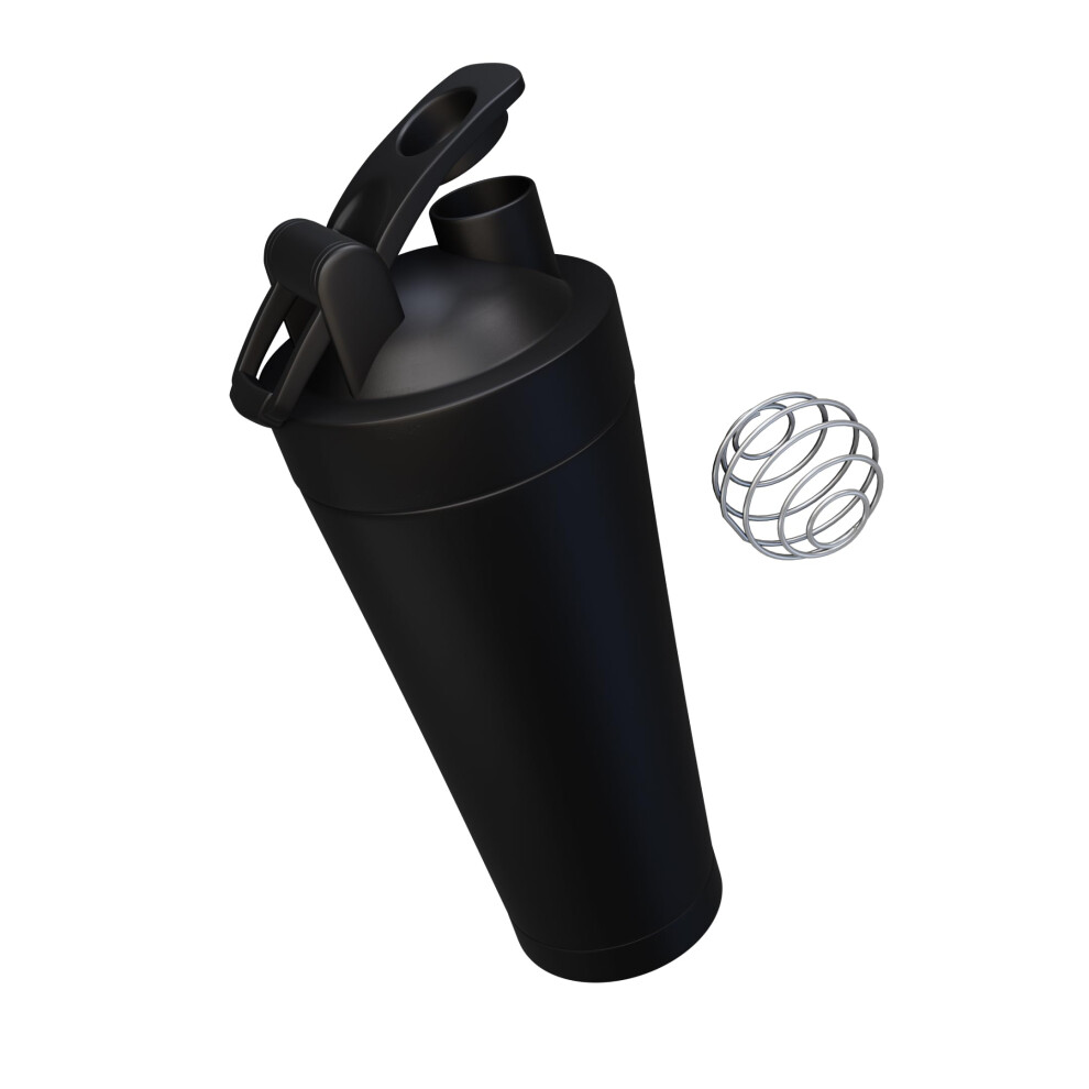 Protein Shaker - Durable Stainless Steel Shaker Bottle with Metal Mixer Ball - Protein Bottle with Non-Drip Screw Top - 750ml