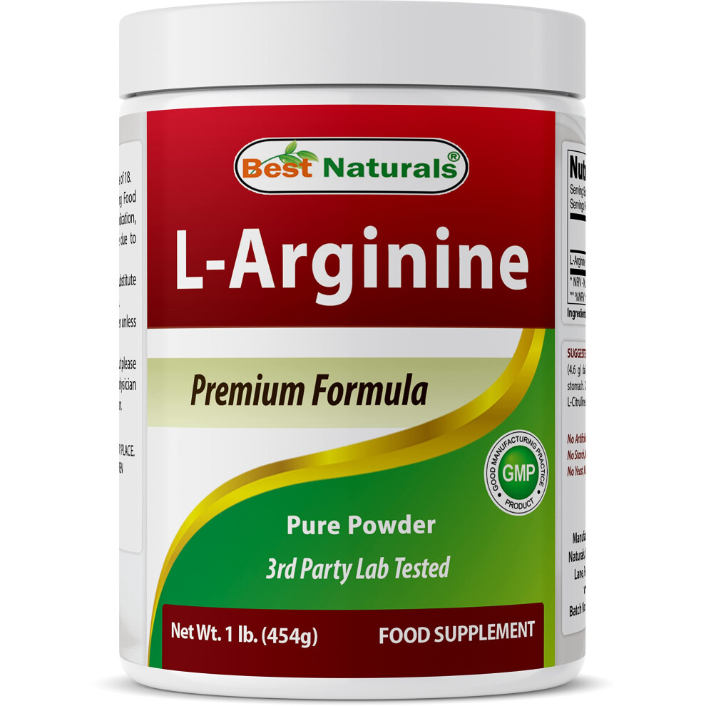 Photos - Vitamins & Minerals Best Naturals L-Arginine Powder 1 Pound - Pure Pharmaceutical Grade Free Form - Best Amino Acid Arginine Supplements for Women & Man - Pro 