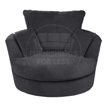 (Black, Swivel Chair) Casper Chenille Fabric Corner Sofa Range