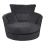 (Black, Swivel Chair) Casper Chenille Fabric Corner Sofa Range 1
