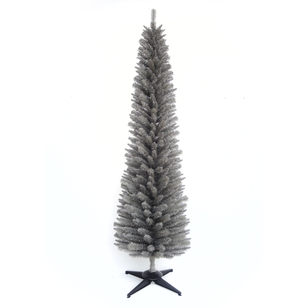 Snow Time Snowtime 180Cm 6Ft Slim Pencil Christmas Tree Grey