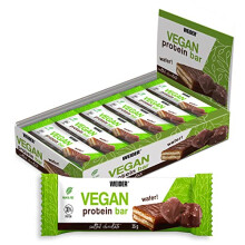 Vegan Protein Bar (12x35g) Salted Chocolate Flavour. 100% Vegan Wafer Bar with 30% Pea and Rice Proteins, Crispy and Coated with Dark Chocolate. Palm
