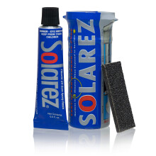 UV Cure Epoxy Ding Repair Weenie Travel Kit (0.5 oz Tube) - SUP/Surfboard Repair - Fast Solar Cure Clear Resin w 60/240 Grit Sand Block w Crushproof