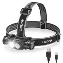 Head Torch Rechargeable, 2 in 1 Detachable Lightweight Headlamp with IP65 Waterproof, 180 Adjustable, 6 Lighting Modes, Long Runtime, Red Lights, Al