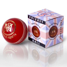 Mozi Sports Leather Cricket Ball Senior Hand Stitched Match Quality Balls Weight 5.50oz (Red)