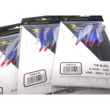 MARINE RIG PRO SERIES - THE BLUES 5 Packs of Single Type Commercial Quality Sea Feather Lure Fishing Rigs - Sea Boat Shore for Mackerel, Herring, Bass