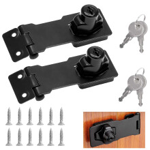 2 Packs Door Lock Hasps, Keyed Hasp Locks Door Lock Hasp and Staple with Padlock Shed Locks with 2 Keys Safety Door Clasp Twist Knob Keyed Locking
