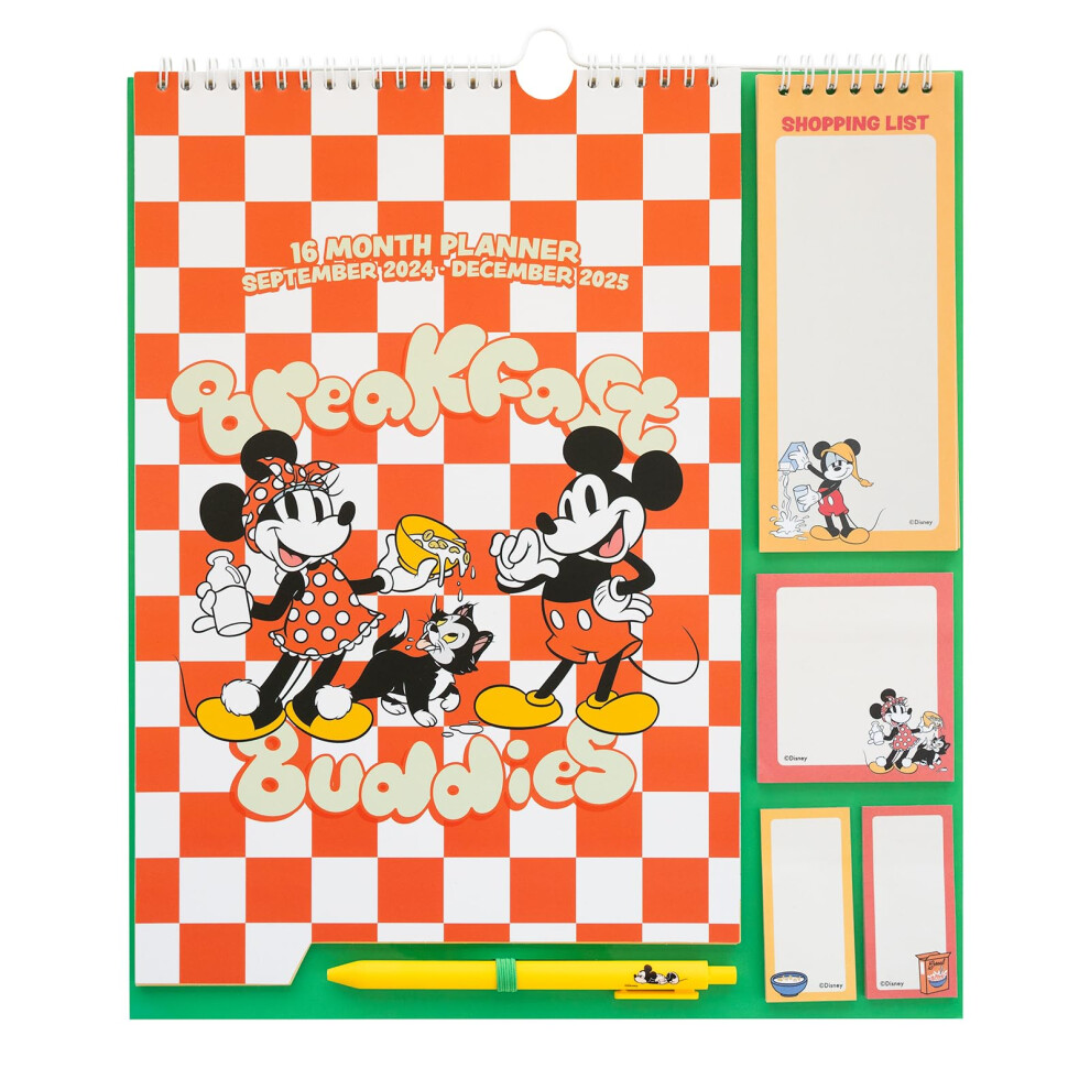 Disney Classic Wall Planner 2025 | Monthly Planner 16 Months Sep 2024 - Dec 2025 | 11.8 x 13.4 inches - 30 x 34 cm | With Stickers/Pen/Shopping List |