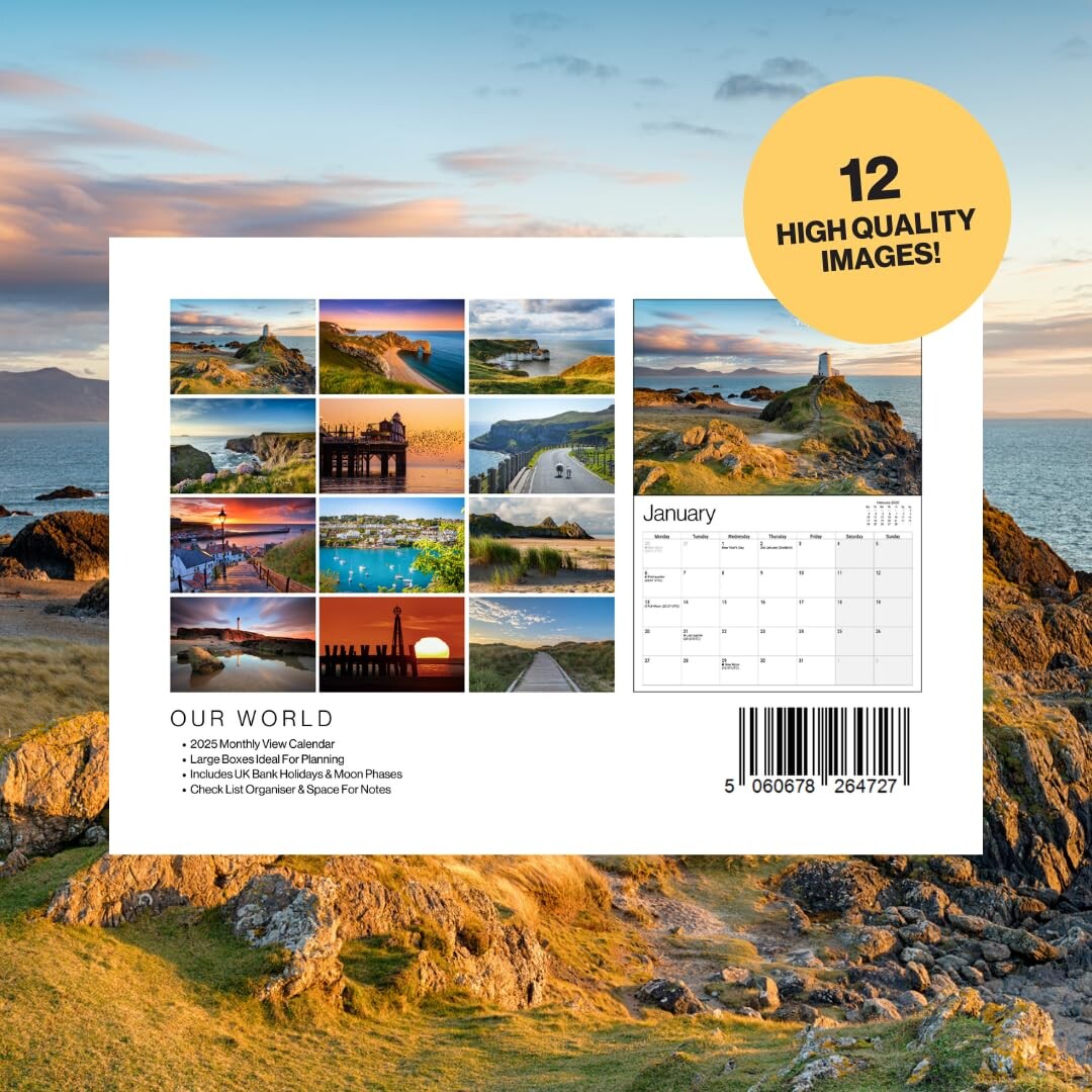 Coastal Calendar 2025 UK Coasts Large 12 Month 2025 Calendar Month to