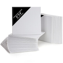 24 Pack Blank Canvas - 15 x 15cm (6 x 6 inches) - Pre Stretched Canvas Panel Boards - Suitable for Acrylic and Oil Painting Also for Sketching and