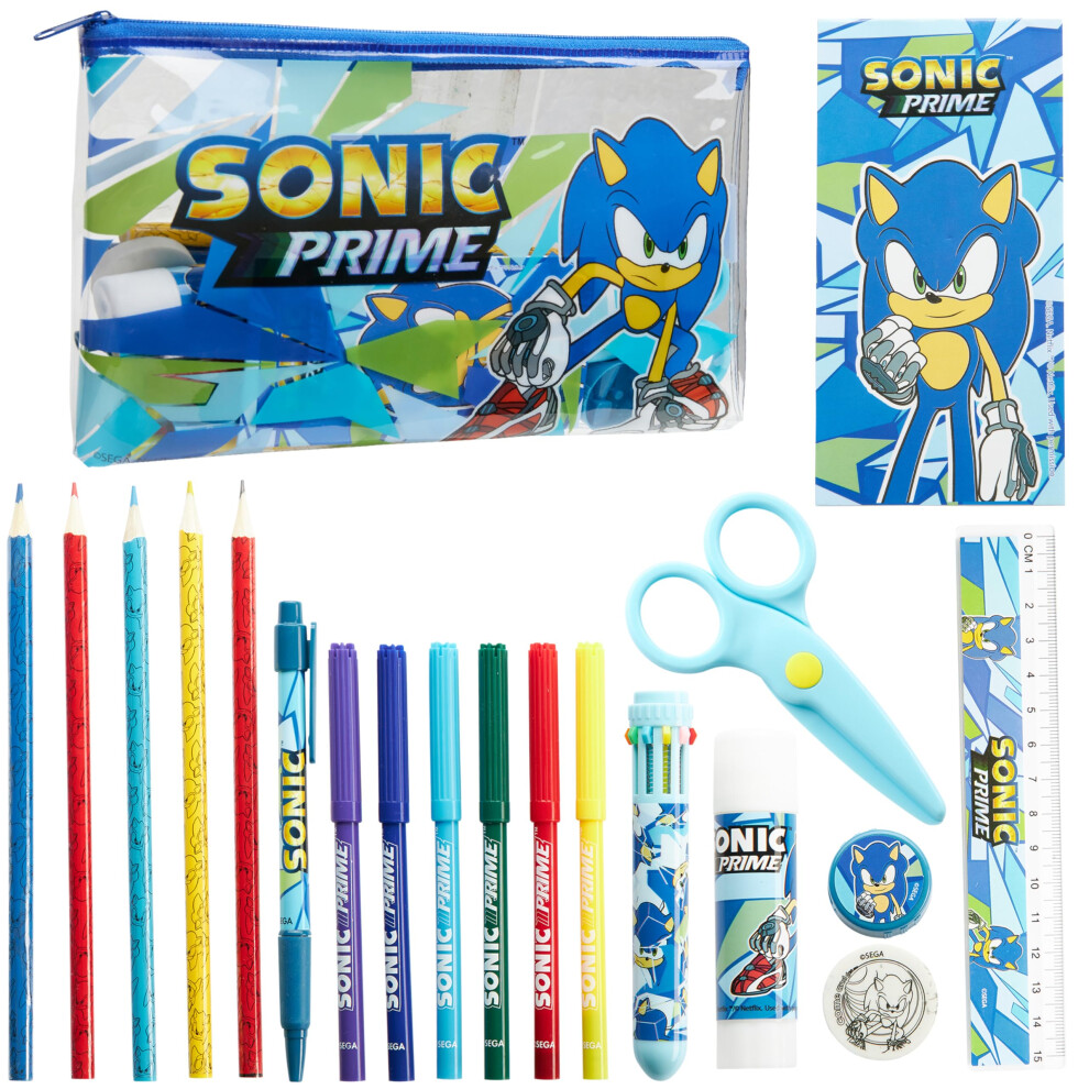 Sonic The Hedgehog Pencil Case And Stationery Set School Supplies Gifts For Kids Blue
