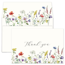 4x6 Midsummer Floral Thank You Cards Multipack with Envelopes (Bulk 20-Pack) Matching Peel-and-Seal Envelopes, Wildflower, Weddings, Blank Notes Small