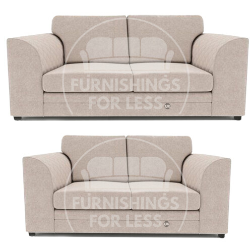 (Beige, 3 + 2 Seater Sofa Suite) Quilted Chenille Fabric Fullback Corner Sofa Range