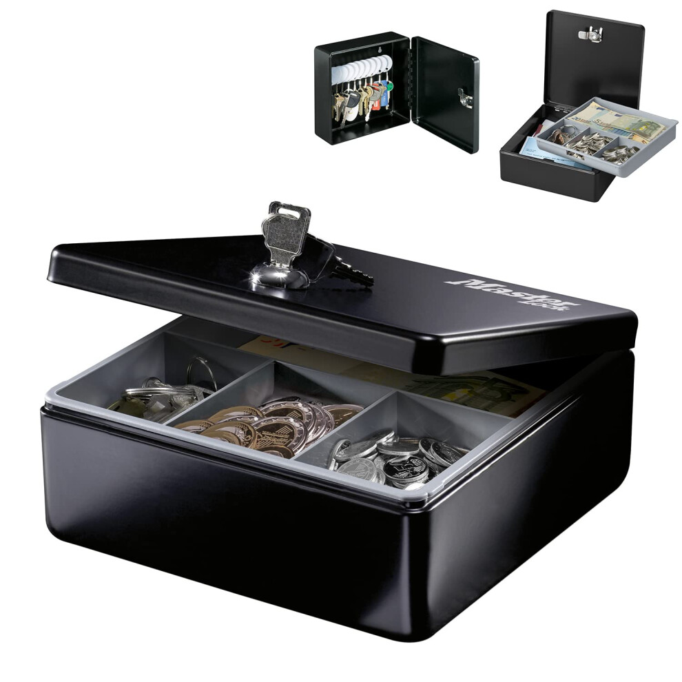 Money Box or Key Cabinet [Secure Cash or Keys] [Money Tray] [10 Key Hooks] KDS1EURHRO