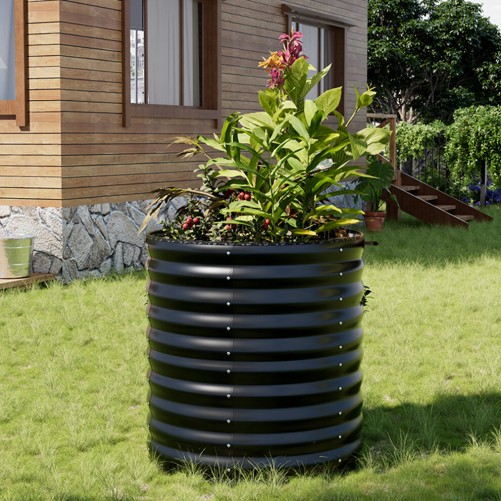 80cm Outdoor Round Metal Raised Garden Bed, Anthracite
