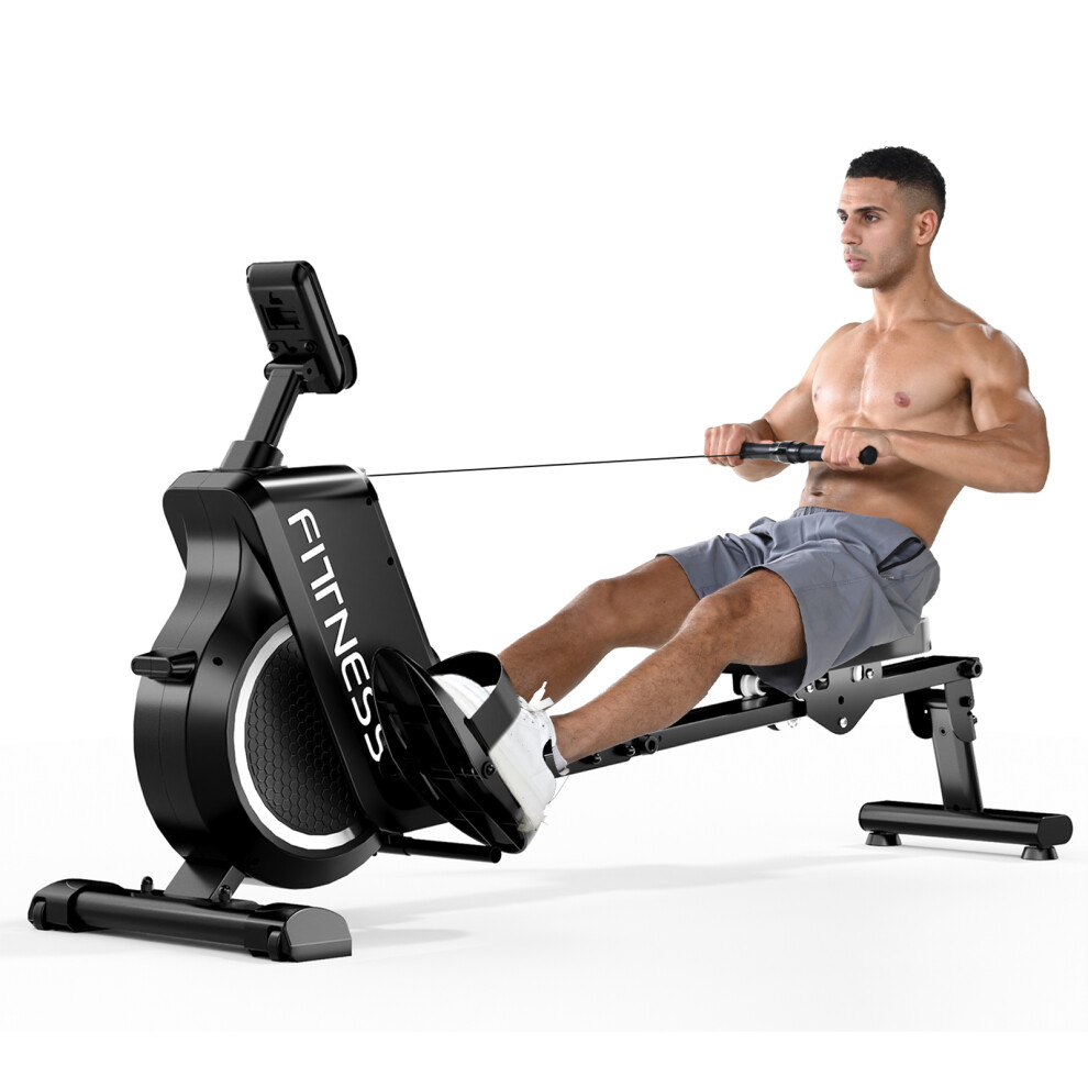 Foldable Magnetic Rowing Machine with 8 Levels Resistance, Silent Full-Body Workout, and Real-Time Exercise Analysis