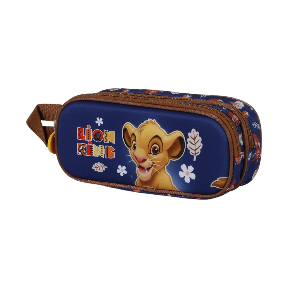 Lion King Little Face-3D Double Pencil Case, Blue, 22 x 9.5 cm