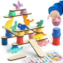 Montessori Dinosaur Speelgoed voor Peuters van 1-4 Jaar, Houten Blokken Sorteren & Stapelen