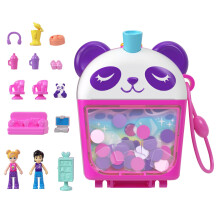 Dolls and Playset, Bubble Tea Panda Compact, Animal Toy with 2 Micro Dolls, Pet Panda, Food Accessories
