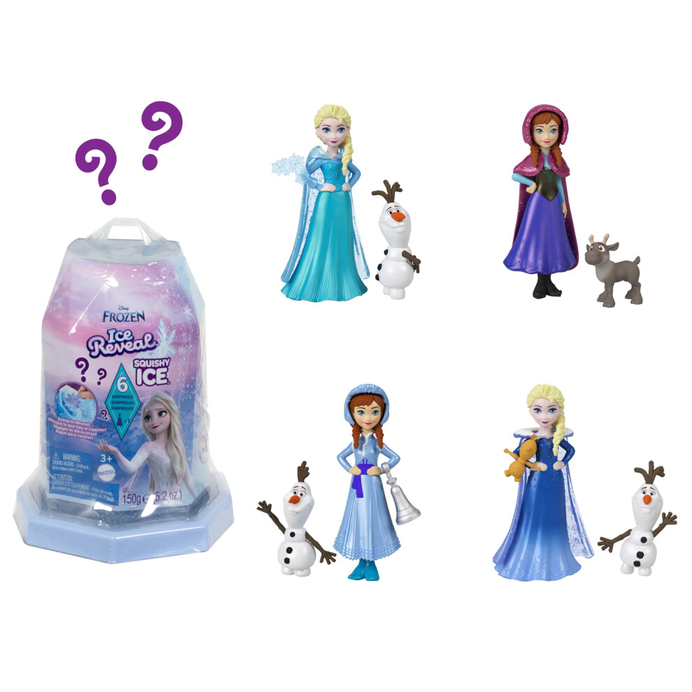 Mattel Disney Frozen Small Doll Ice Reveal With Squishy Ice Gel And 6 Surprises Including Character Friend & Play Pieces (Dolls May Vary), Hrn77