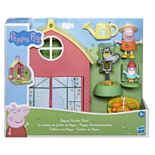 Peppa Pig Aventuras de Peppa Set de Juego Cobertizo de Jardín Incluye 1 Figura, 5 Accesorios, con Asa para Viajar, A partir de 3 Años