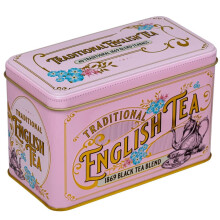 Vintage Victorian Tea Tin in Pink with 40 English Breakfast 1869 Blend Teabags
