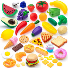 50 Pieces Kids Plastic Play Food Toys, Fake Food, Pretend Kitchen Playset, Toddler Imaginative Development Toys, Fun Educational Game Accessories,
