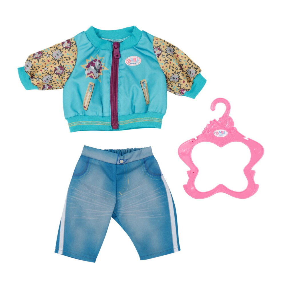 Baby Born 833599 Outfit With Jacket - To Fit 43Cm Dolls - Includes Top, Trousers, & Clothes Hanger - Easy For Small Hands - Promotes Empathy & Social Skills
