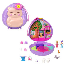 Muñecas y Set de Juego Polly Pocket, Cafetería Erizo Compacta con 2 Mini Muñecas y 10 Accesorios