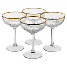(4) 255ml Glass Champagne Glasses Stemmed Tall Coupe Cocktail Glassware Set
