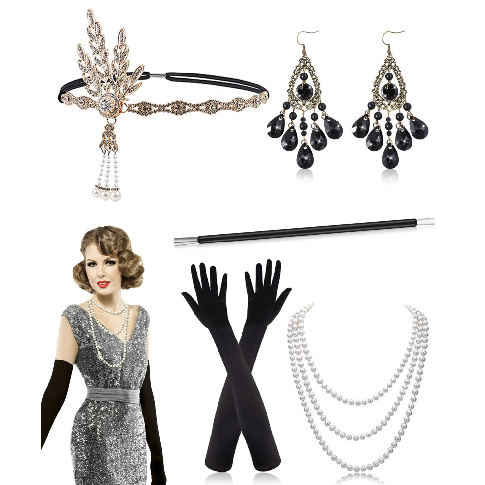 Alintor 1920S Accessories For Women, Great Gatsby Accessories Women, Flapper Dress For Women, Fancy Dress Women With 1920S Headpiece, Peaky Blinders Fancy Not,Specified