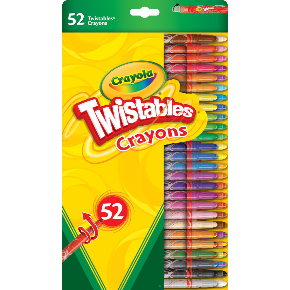 Twistables Colouring Crayons - Assorted Colours (Pack of 52), Simply Twist for More Colouring Fun - No Need to Sharpen! Ideal for Kids Aged 3+