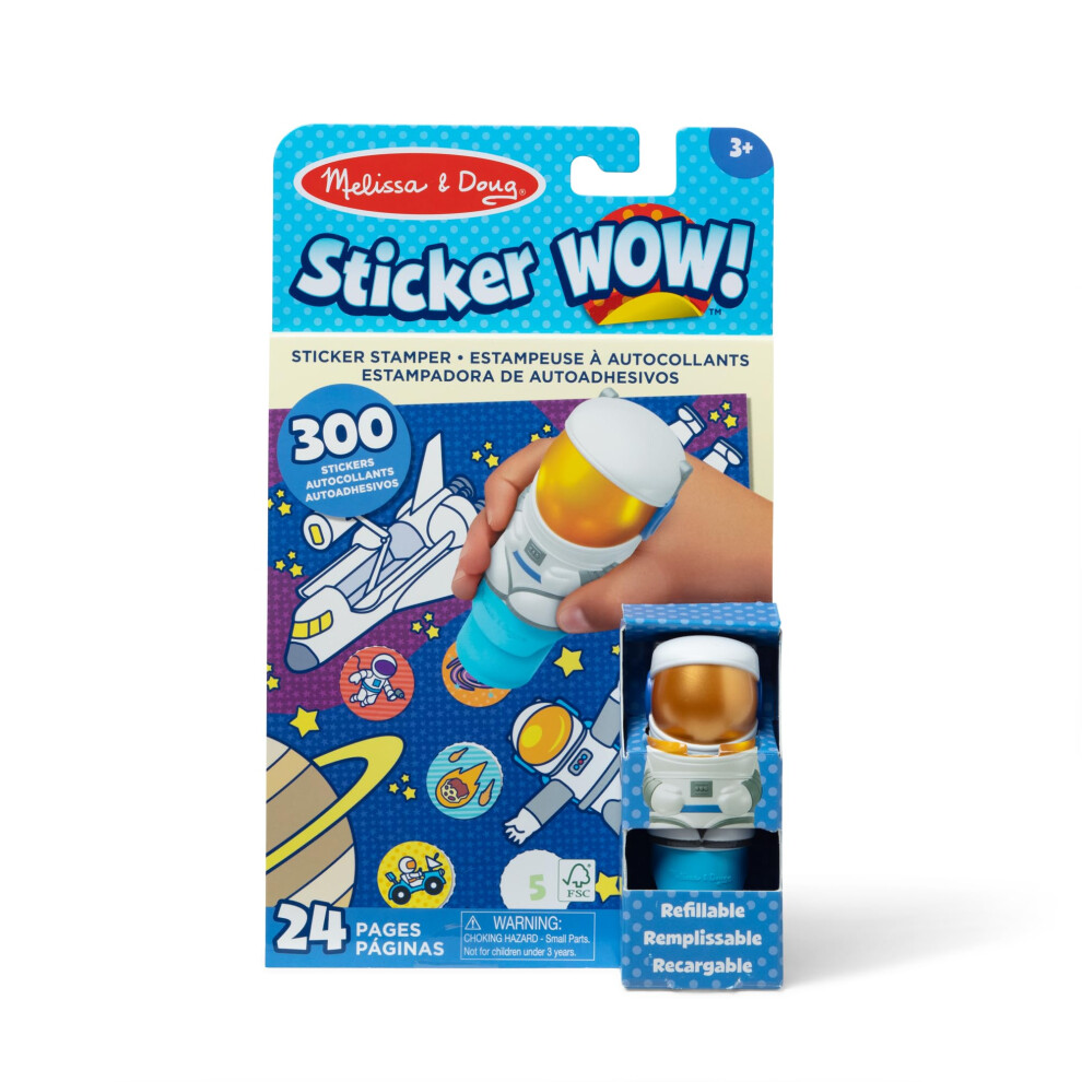 Sticker WOW 24-Page Activity Pad and Sticker Stamper, 300 Stickers, Arts and Crafts Fidget Toy Collectible Character â Astronaut