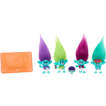 DreamWorks Trolls Band Together BroZone On Tour Set with 5 Small Dolls & Tape Cassette Stand, Collectible Toy Inspired by the Movie, HTH35