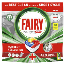 Platinum Plus All In One Dishwasher Tablets, Lemon, 18 Tablets, Our Best Cleaning For A Clean Like New, Removes Dullness & Prevents Limescale