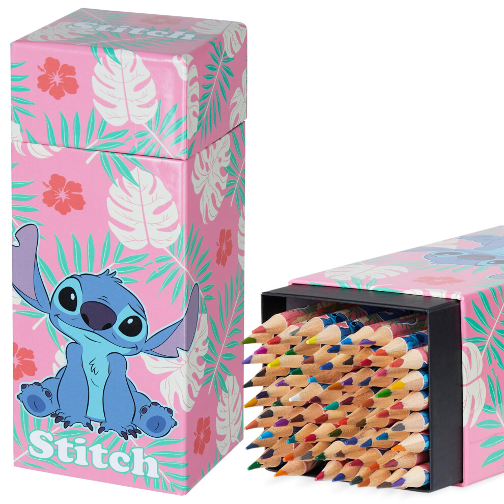 Colouring Pencils for Kids, 72 Pencils Colouring Box Assorted Colours Art Supplies - Kids Gifts (Pink Stitch)