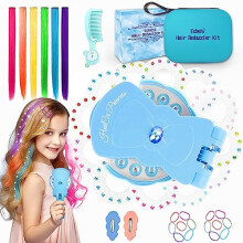 Hair Gem Stamper With 300 Hair Gems, Hair Bedazzler Kit With Gift Box, Carry Case, 6 Clips In Colored Hair Extension, Hair Clips, Comb, Rubber Band,