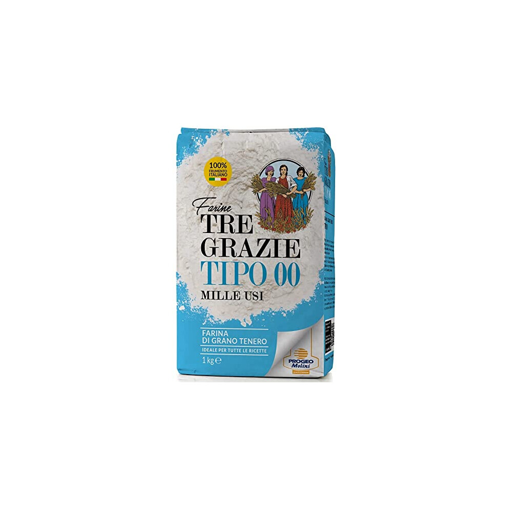 Tre Grazie - Premium Italian Plain Wheat Flour 00 - Bread | Pasta | Cake (1Kg)