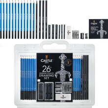 26 Piece Premium Drawing and Sketching Set | For Artists, Professionals or Beginners | Pencils, Charcoal, Graphite and More | Arranged in