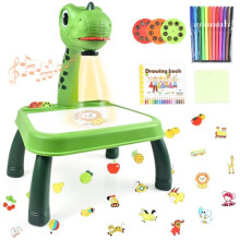 Innoocool YM2201 Kids Drawing Projector Table - Light & Music Projection Board for Ages 3+, Includes Pens, Drawing Book, Erasable Board (Green)