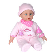Laura Bottle Feeding 105140009 Soft Body Doll with Sleeping Eyes, Drinks from Bottle and Makes 24 Baby Sounds, Dummy and Bottle, 38 cm, Baby Doll from
