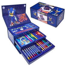 Sonic the Hedgehog Kids Art Set with Crayons, Markers & Pencils - 3-Tier Carry Case (Model 0888)