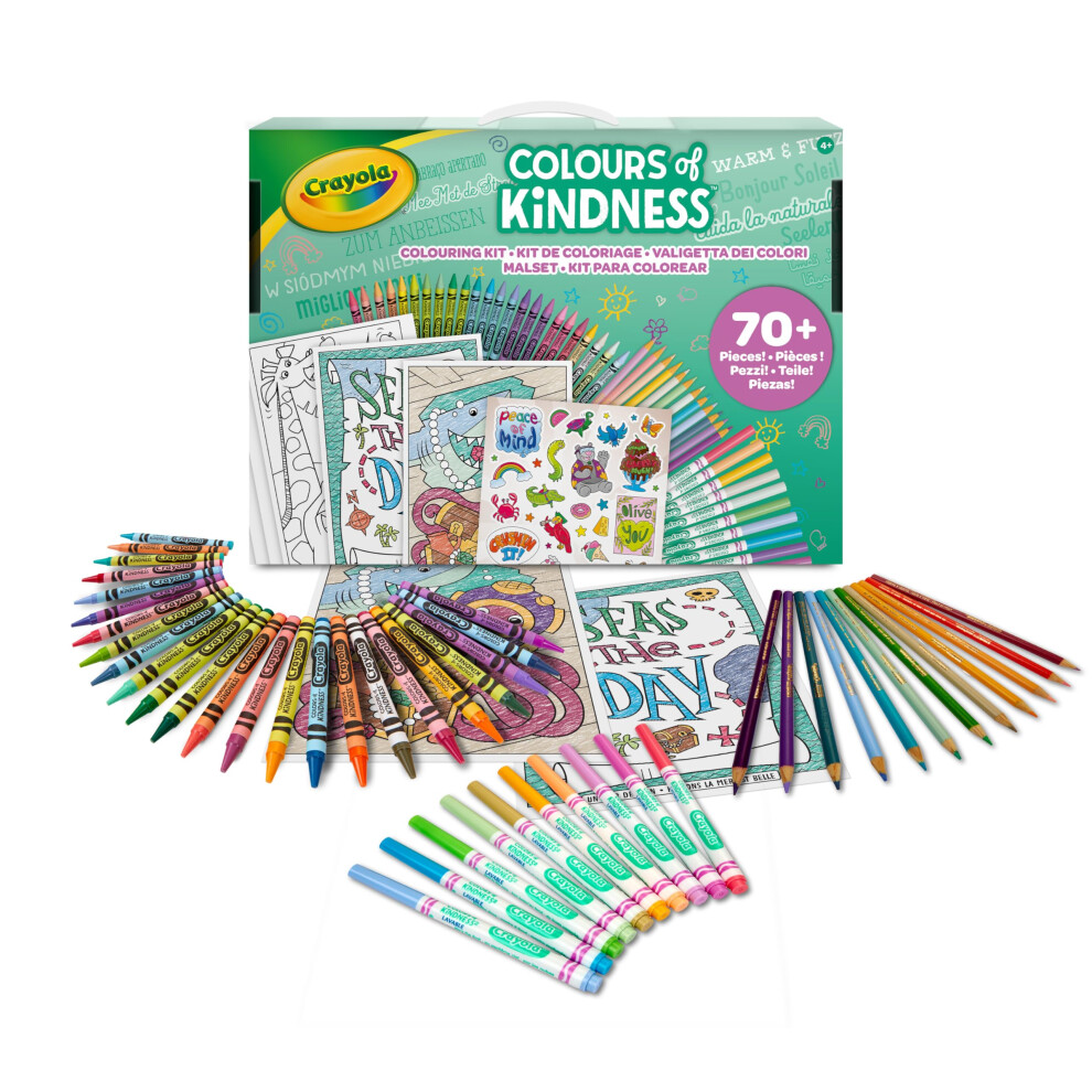 Colours of Kindness Art Case - 70+ Pieces of Colouring Fun! | Includes Crayons, Markers, Pencils, Stickers & Paper | Ideal for Kids Ages 4+