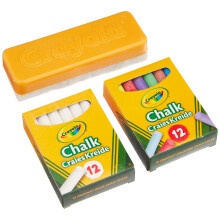 Chalk and Duster Set of 24 Multicoloured Chalk Sticks and Eraser